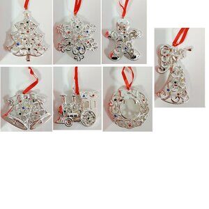 New Set of 7 Lenox Sterling Silver-Plated Christmas Ornaments